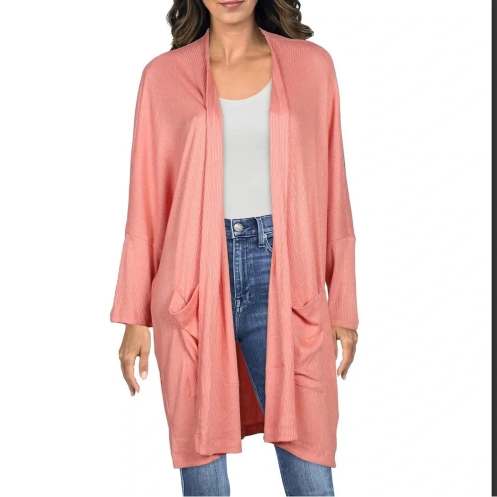 NWT Anthropologie Maronie Pocket Cardigan Top in Coral